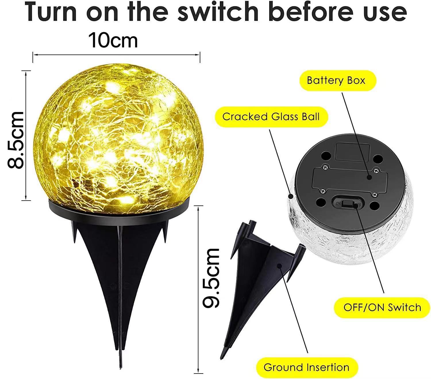 Crack Glass Ball Solar Light Stick