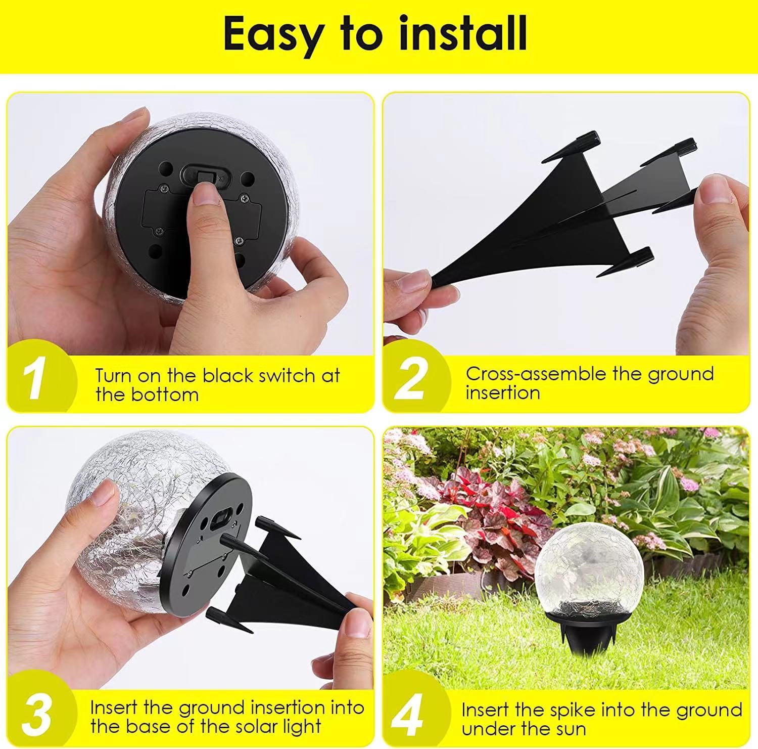 Crack Glass Ball Solar Light Stick