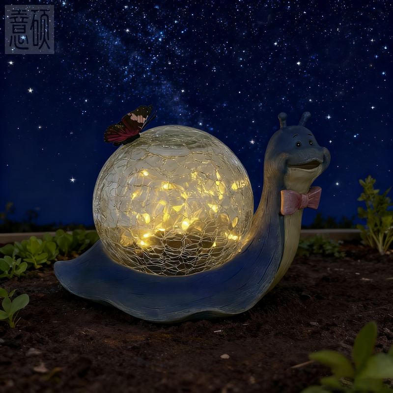 Resin Turtle Snail Glass Ball Decorative Garden Light