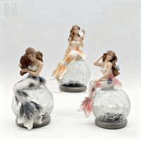 Resin Mermaid Glass Ball Decorative Garden Light