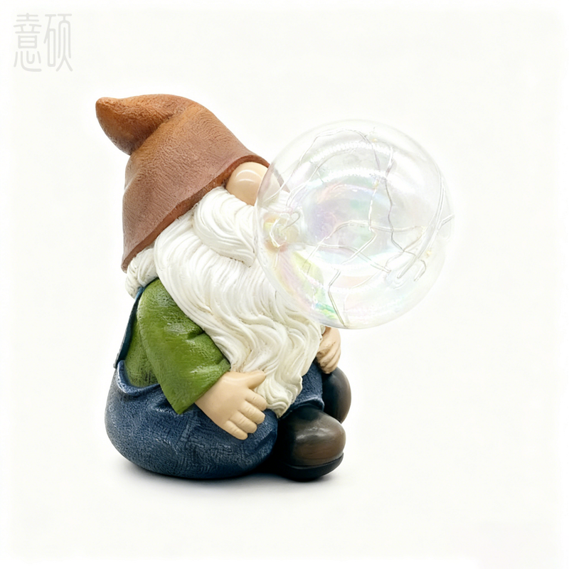 Resin Gnome Blowing Bubble Garden Figurine Light