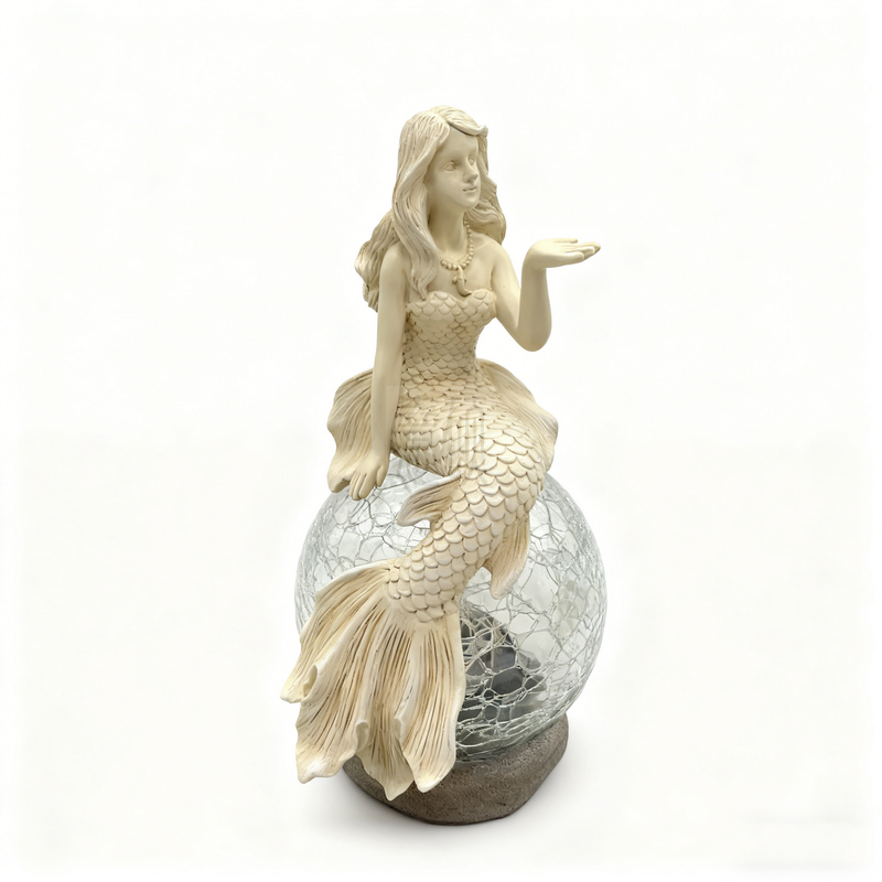Resin Mermaid Glass Ball Decorative Garden Light