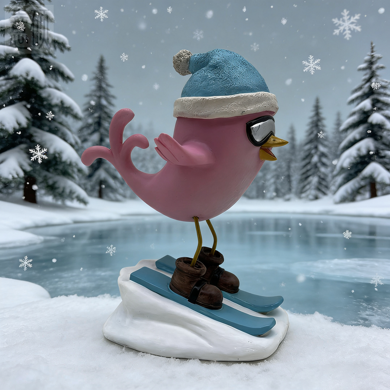 Resin Winter Sport Bird Figurine Decoration