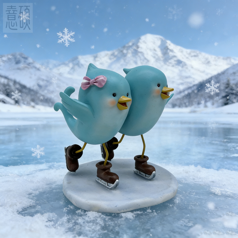 Resin Winter Sport Birds figurine