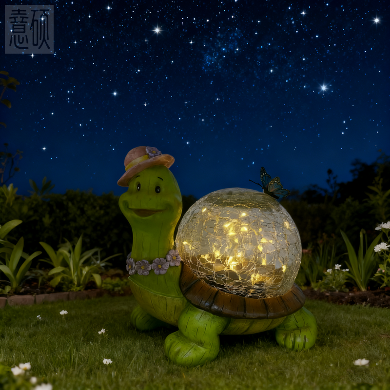 Resin Turtle Snail Glass Ball Decorative Garden Light