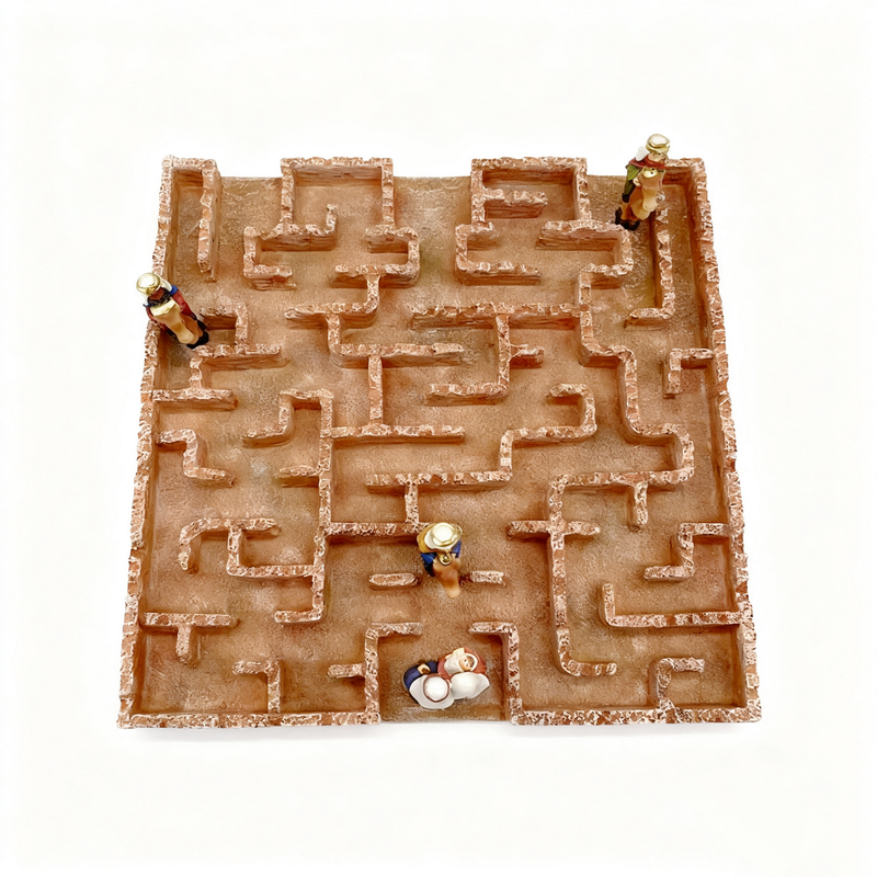 Nativity Maze Game Board Polyresin Set of 4