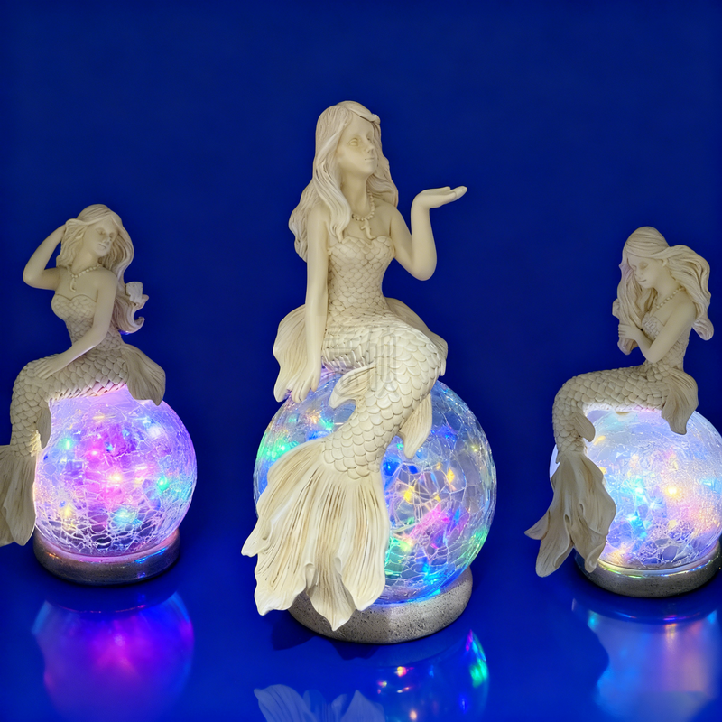 Resin Mermaid Glass Ball Decorative Garden Light