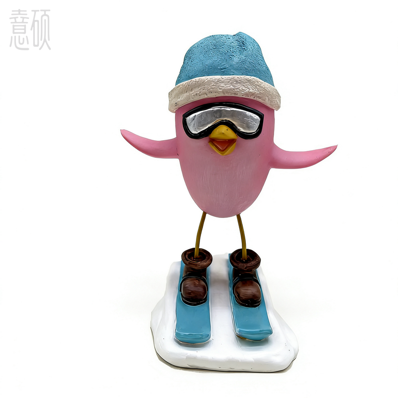 Resin Winter Sport Bird Figurine Decoration