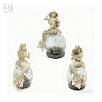 Resin Mermaid Sculpture Glass Ball Decorative Garden Light