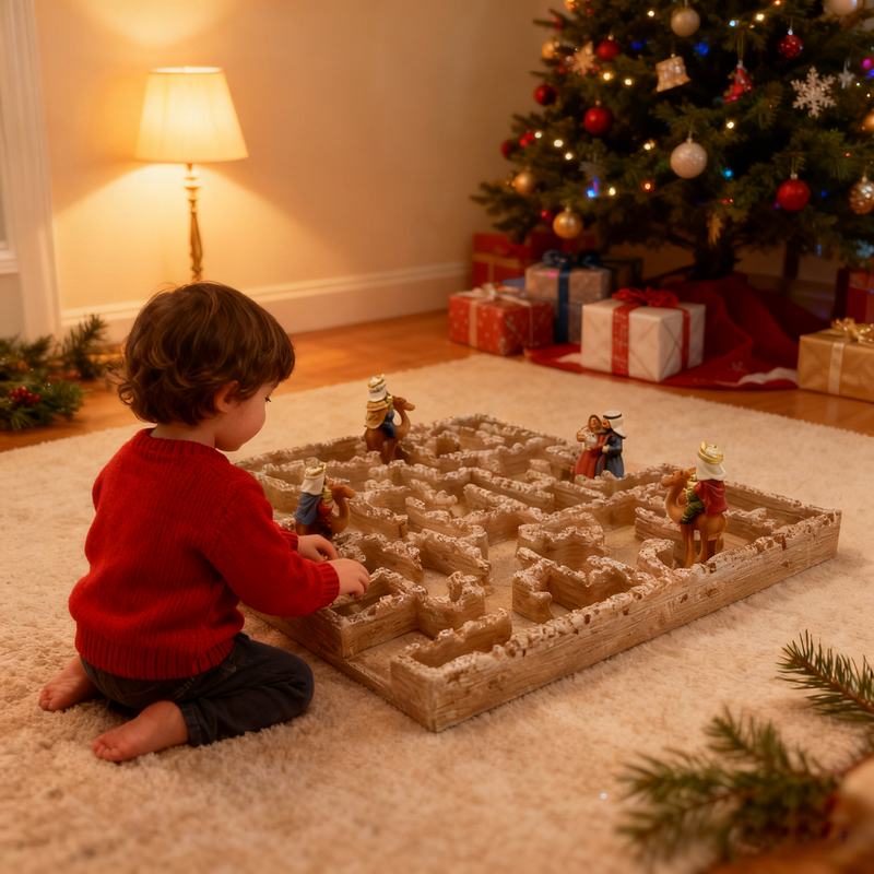 Nativity Maze Game Board Polyresin Set of 4