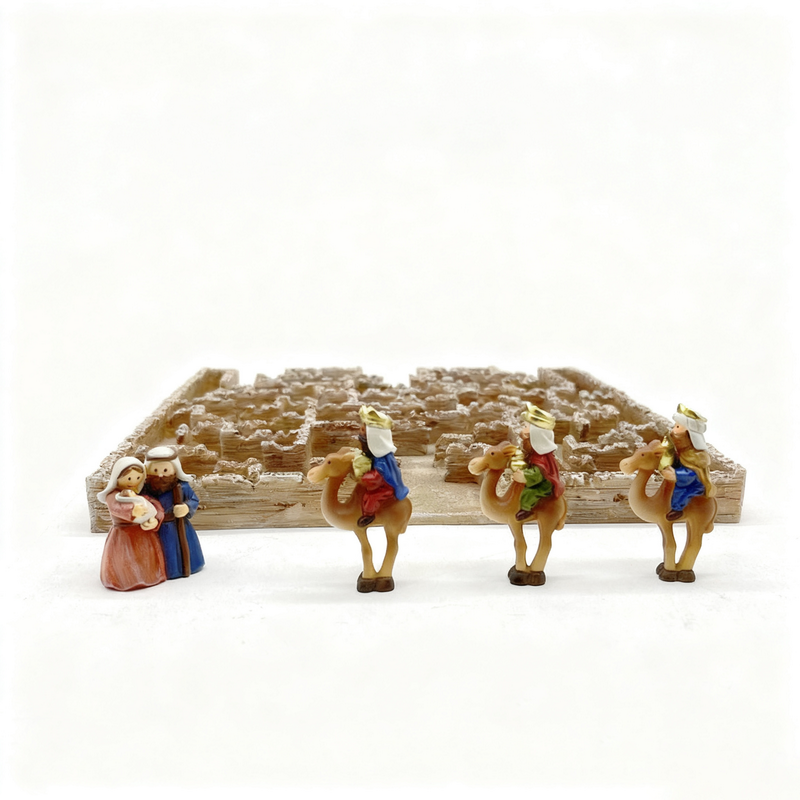 Nativity Maze Game Board Polyresin Set of 4