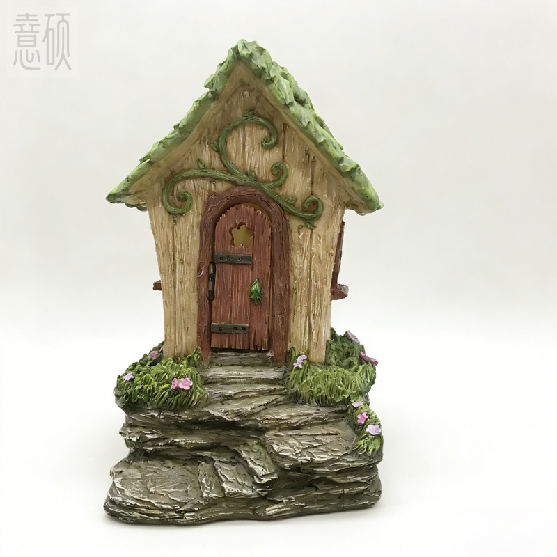 Resin Decorative Healing Little Houses Night Glow with Solar LED 