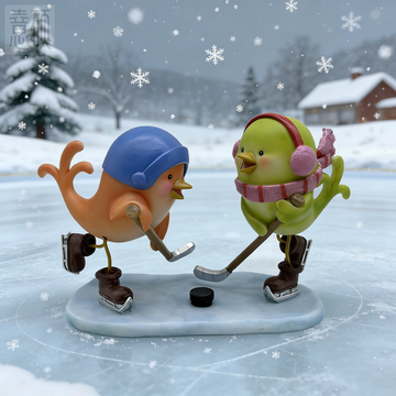Resin Winter Sport Birds figurine