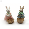Decorative Resin Rabbit Figurines with Detail Dresses