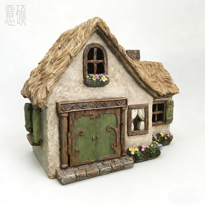 Resin Decorative Healing Little Houses Night Glow with Solar LED 