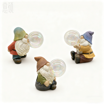 Resin Gnome Blowing Bubble Garden Figurine Light