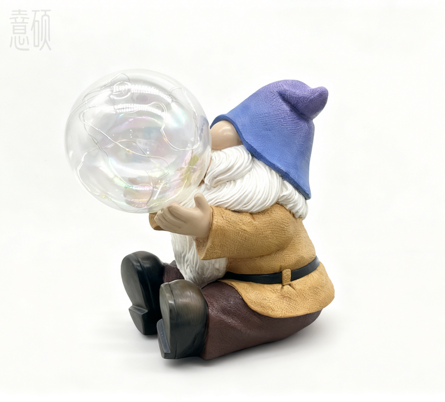 Resin Gnome Blowing Bubble Garden Figurine Light