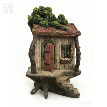 Resin Decorative Healing Little Houses Night Glow with Solar LED 