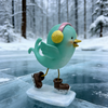 Resin Winter Sport Bird Figurine Decoration