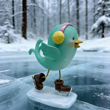 Resin Winter Sport Bird Figurine Decoration