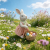 Decorative Resin Rabbit Figurines with Detail Dresses