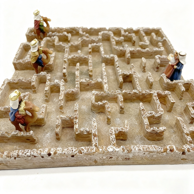 Nativity Maze Game Board Polyresin Set of 4