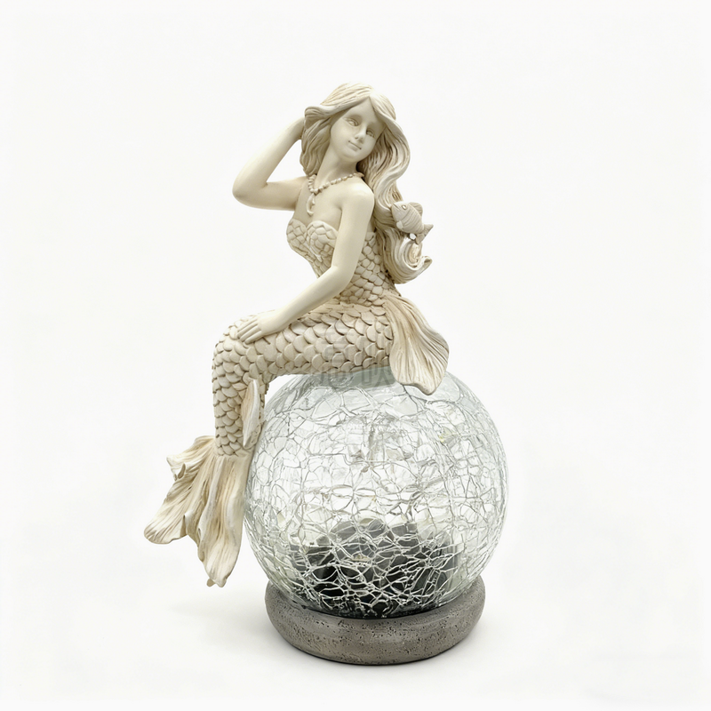 Resin Mermaid Glass Ball Decorative Garden Light