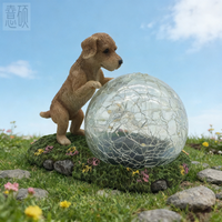 Puppy And Glass Orb Solar LED Light