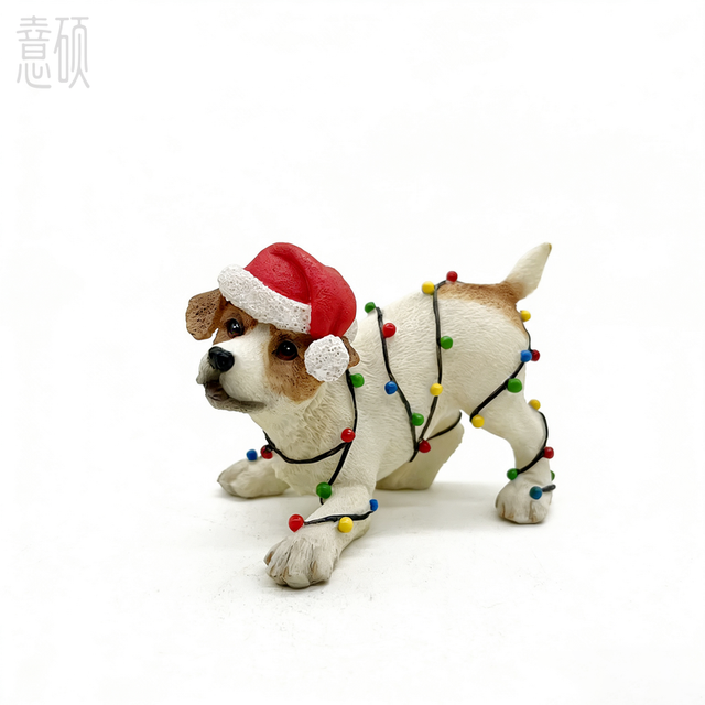 OEM ODM Resin Christmas Puppy Figurines Bulk Holiday Table Decoration Custom Gift Crafts