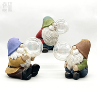Resin Gnome Blowing Bubble Solar Garden Light