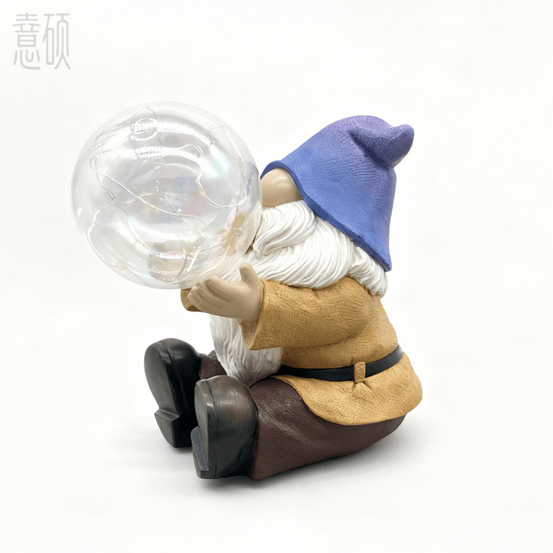 Resin Gnome Blowing Bubble Solar Garden Light